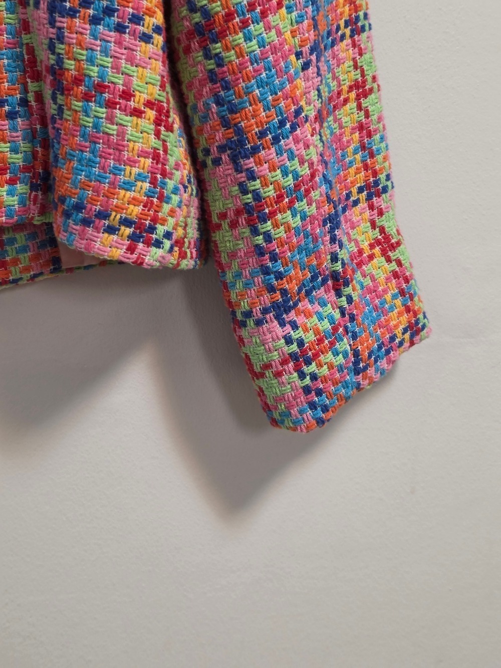 Vanessa Zani Multicolor Tweed Cropped Blazer Jacket Made In Italy Size L - Picture 9 of 10